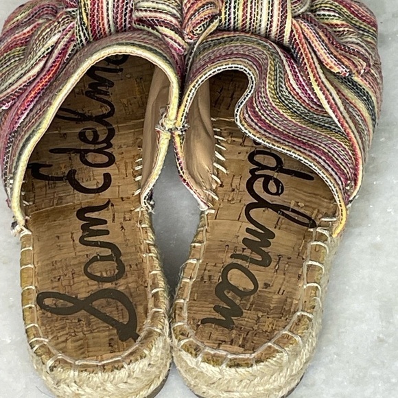 Sam Edelman Espadrille Mule slip on sz 7 rainbow color with bow - Picture 3 of 11